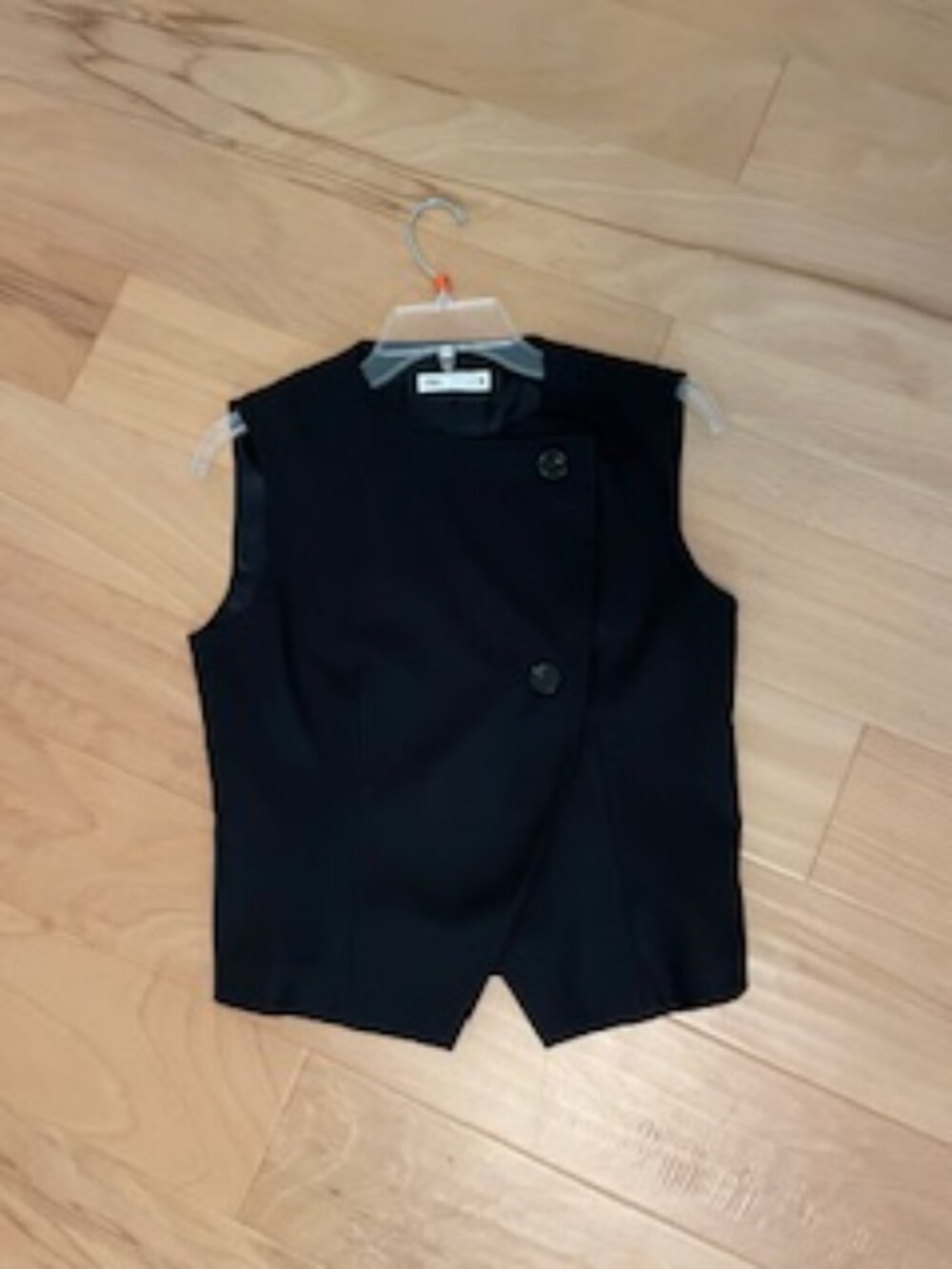 Zara Black Asymmetric Buttoned Vest size S (26) - Picture 3 of 10